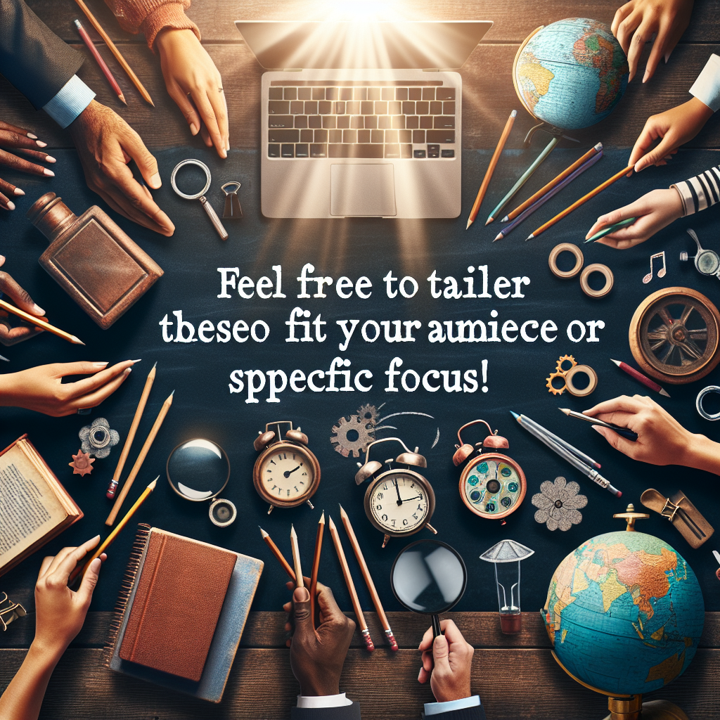 Feel free to tailor these to better fit your audience or specific focus! 16